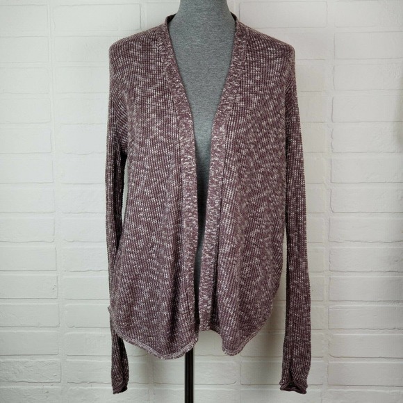 American Eagle Size M Brown Taupe Cardigan Waffle Knit - Picture 2 of 9